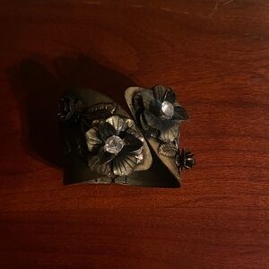 Floral Cuff Bracelet with Crystal Accents